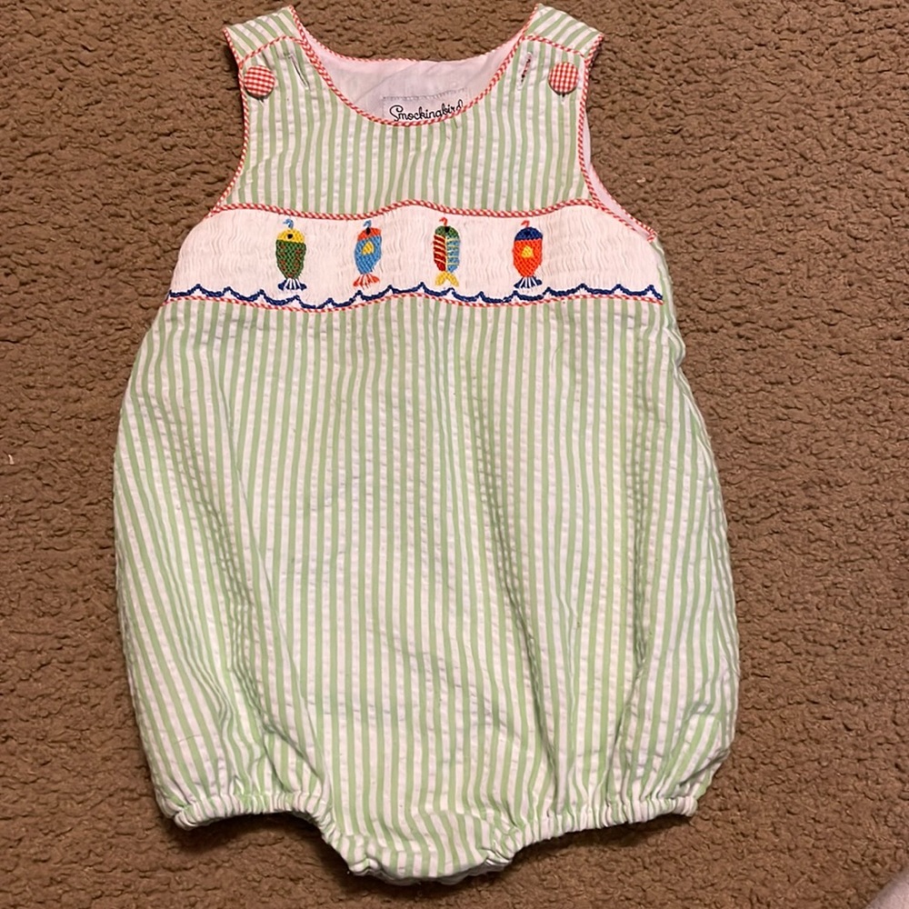 Boys smocked onesie